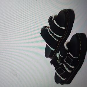 Myles suede fur lined buckle slide sandals